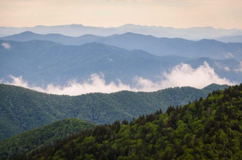 View of the fog over the Smoky Mountains