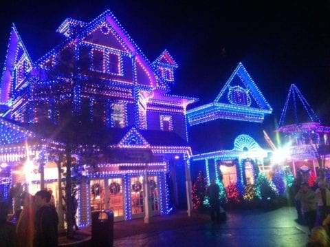 Christmas decorations at Dollywood in the Smoky Mountains.
