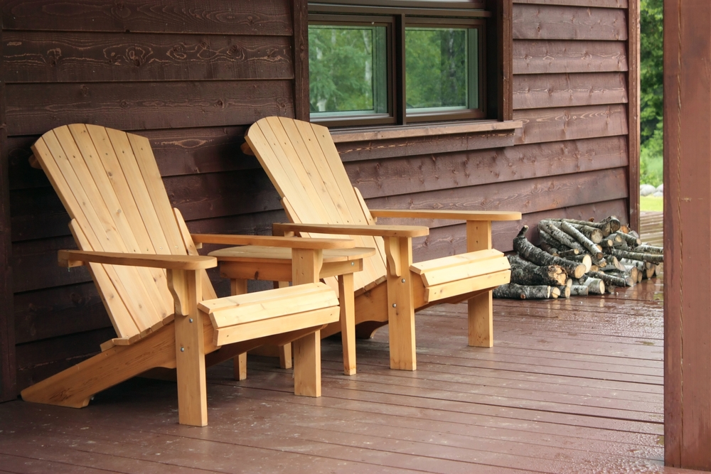 Wooden chairs on porch outside Gatlinburg cabin rental
