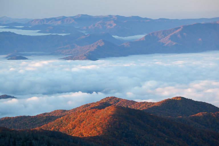 view of the smoky mountains in fall