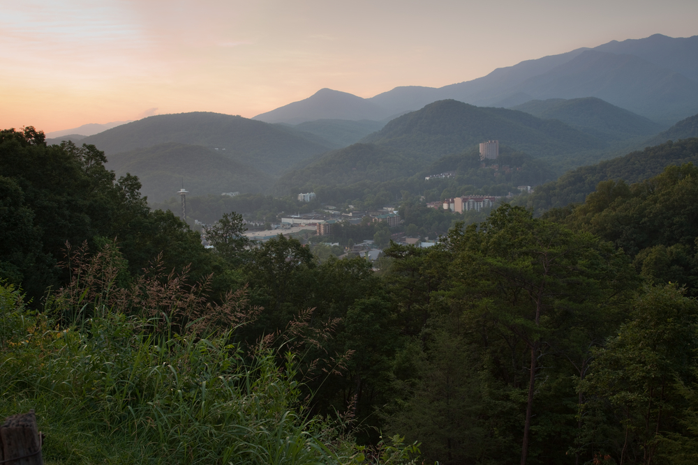 Sun rising over the mountains in Gatlinburg Tn